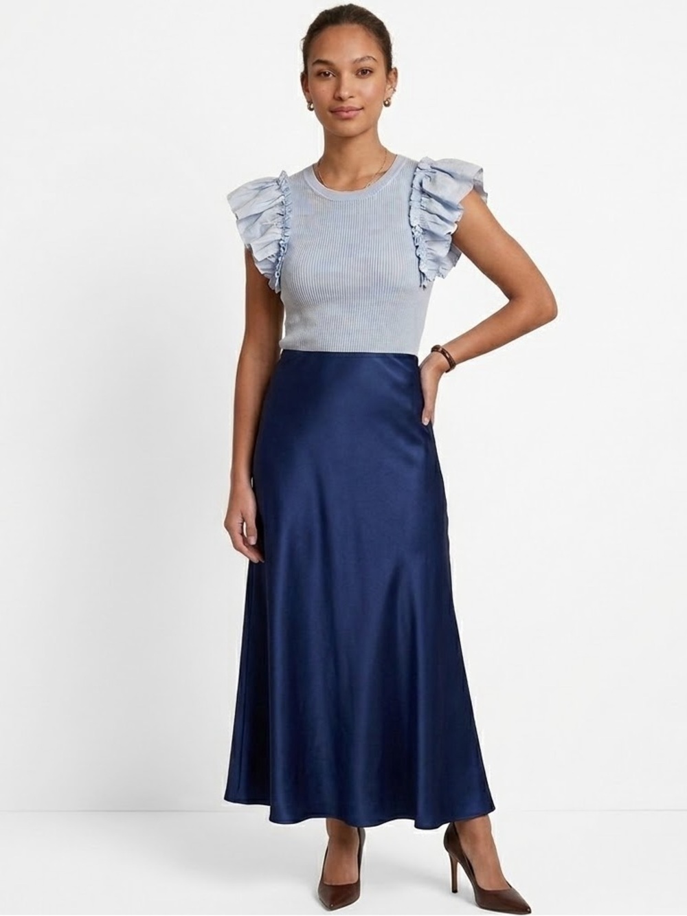 Blue Ruffle Sleeve Top - Picture 2 of 4